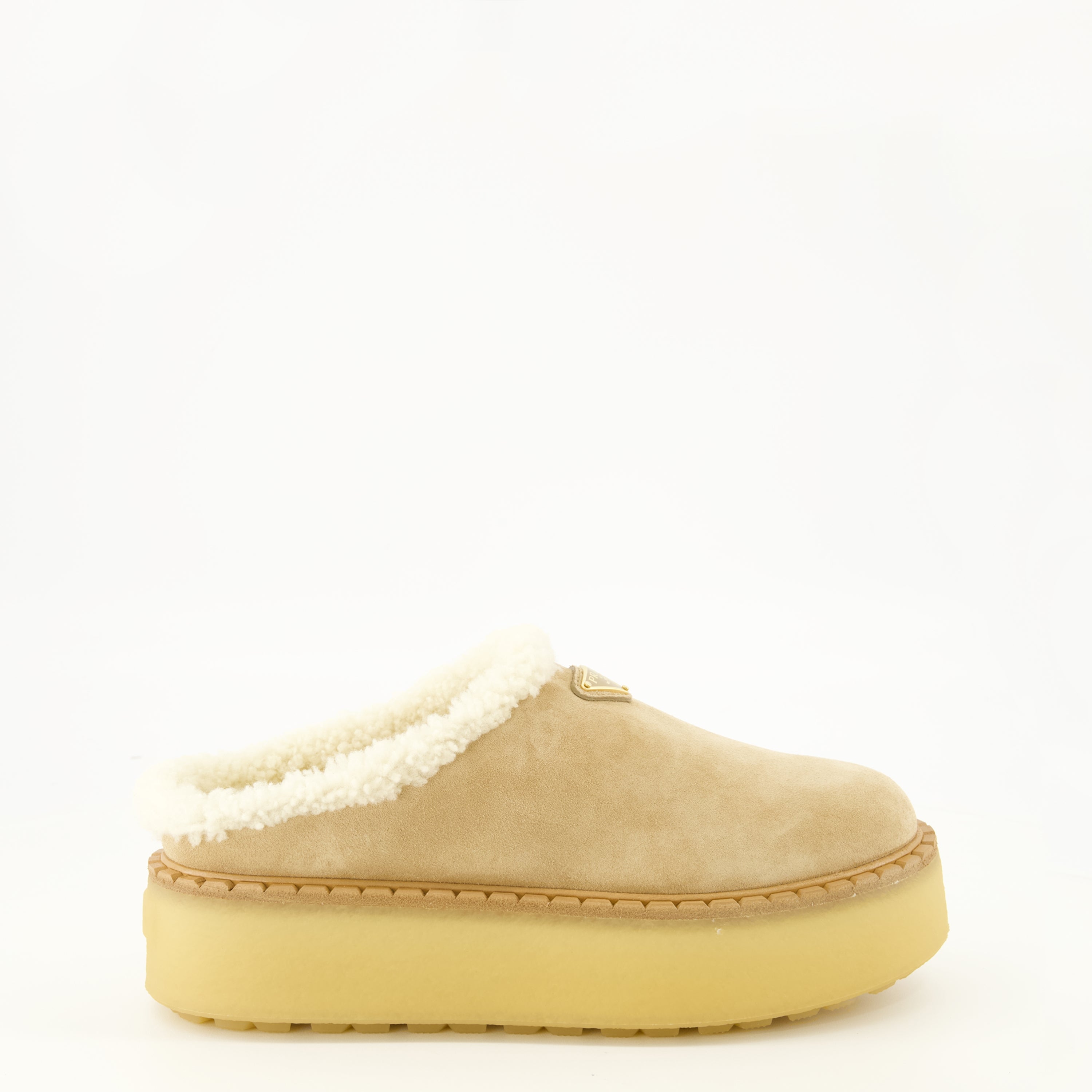 Chaussures ouvertes Mules de Camurça Bege Prada Beige Femme