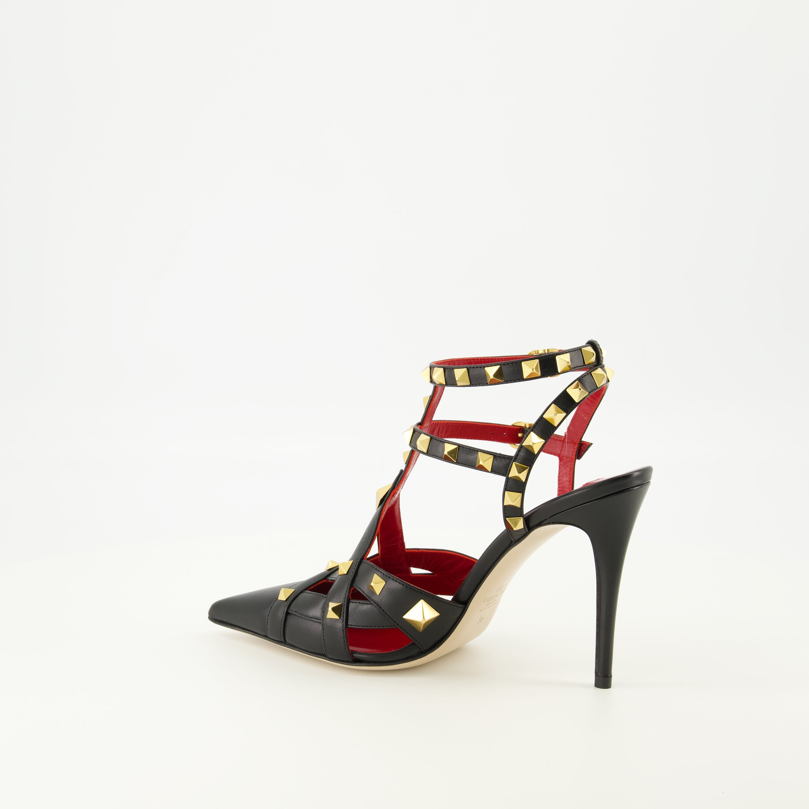 Escarpins Rockstud Pumps in Black and Red Leather Valentino Garavani Noir Femme