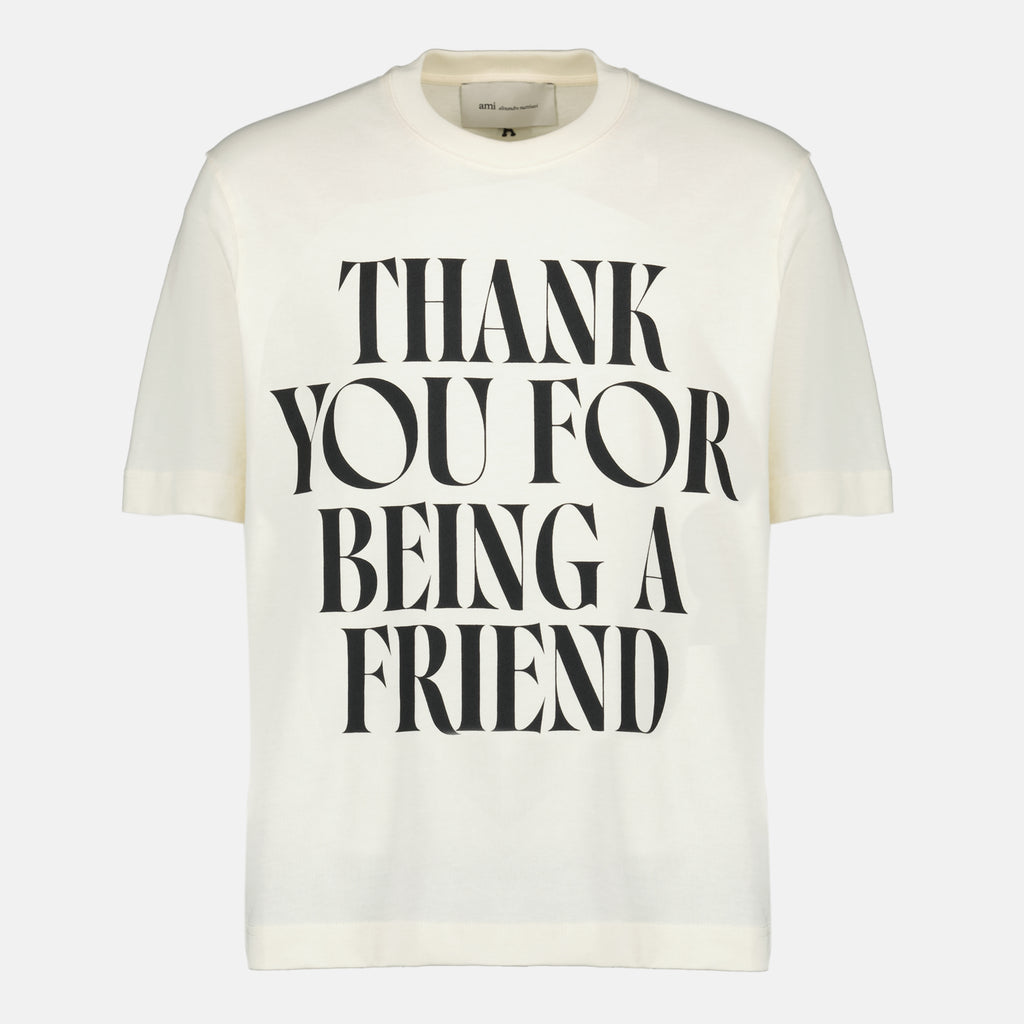 Bild des weißen bedruckten T-Shirts von Ami PARIS für Unisex - Frühjahr-Sommer 2026 - Vorderansicht