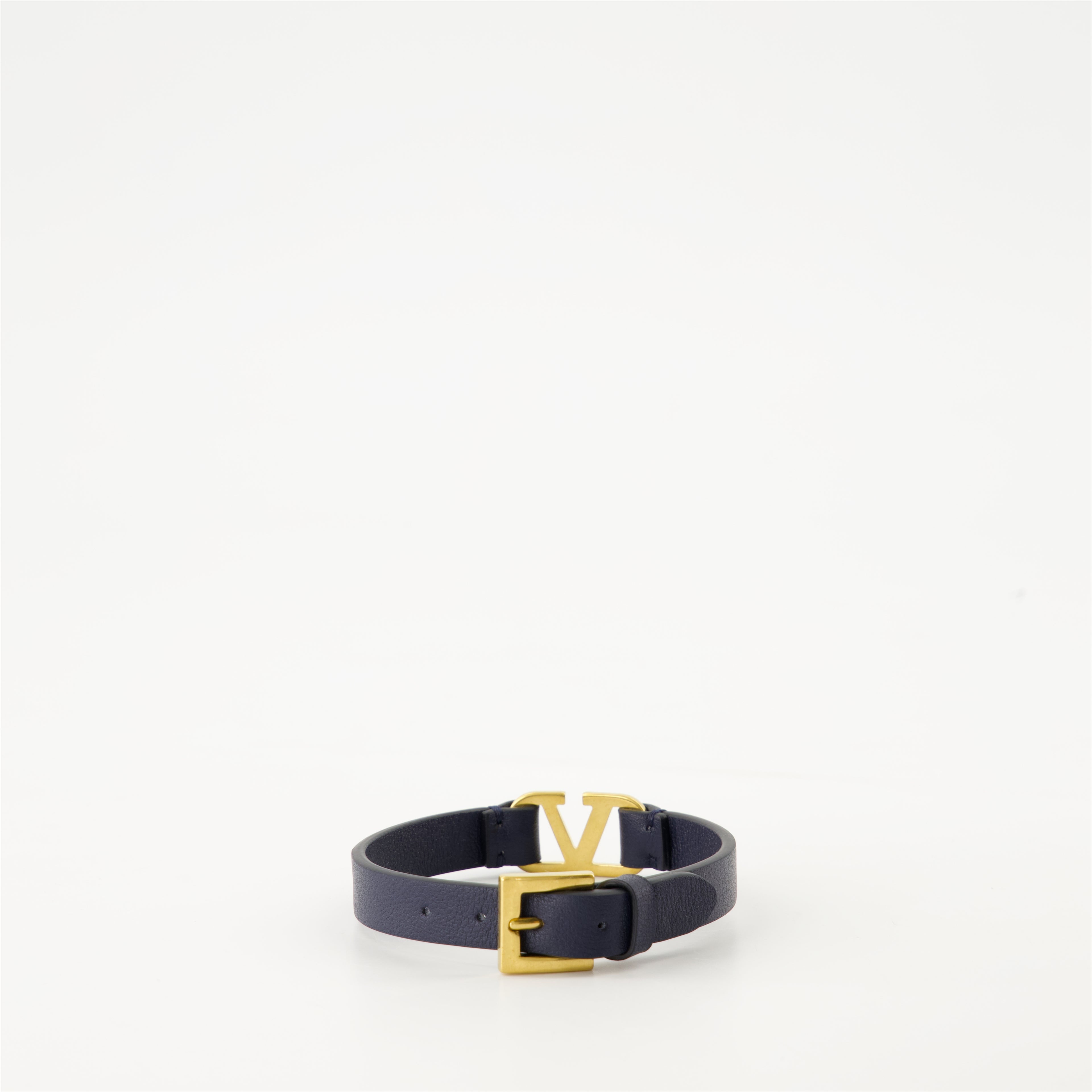 Bijoux Bracelet VLogo en cuir Valentino Garavani Bleu Homme