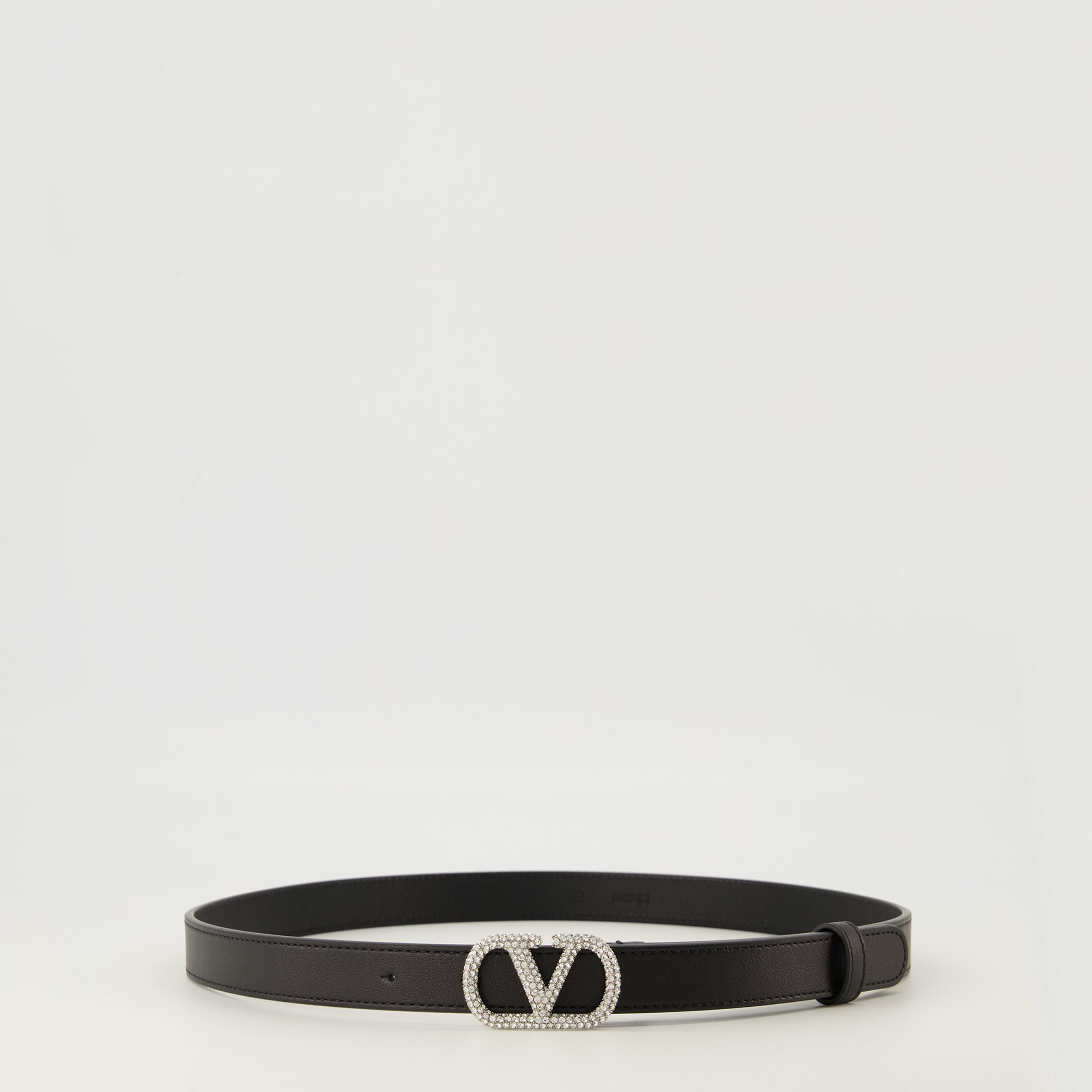 Image de l'article Ceinture Vlogo avec cristaux noir 20 mm de la marque Valentino Garavani pour Femme - Saison Printemps-Été 2026 - Vue de Face