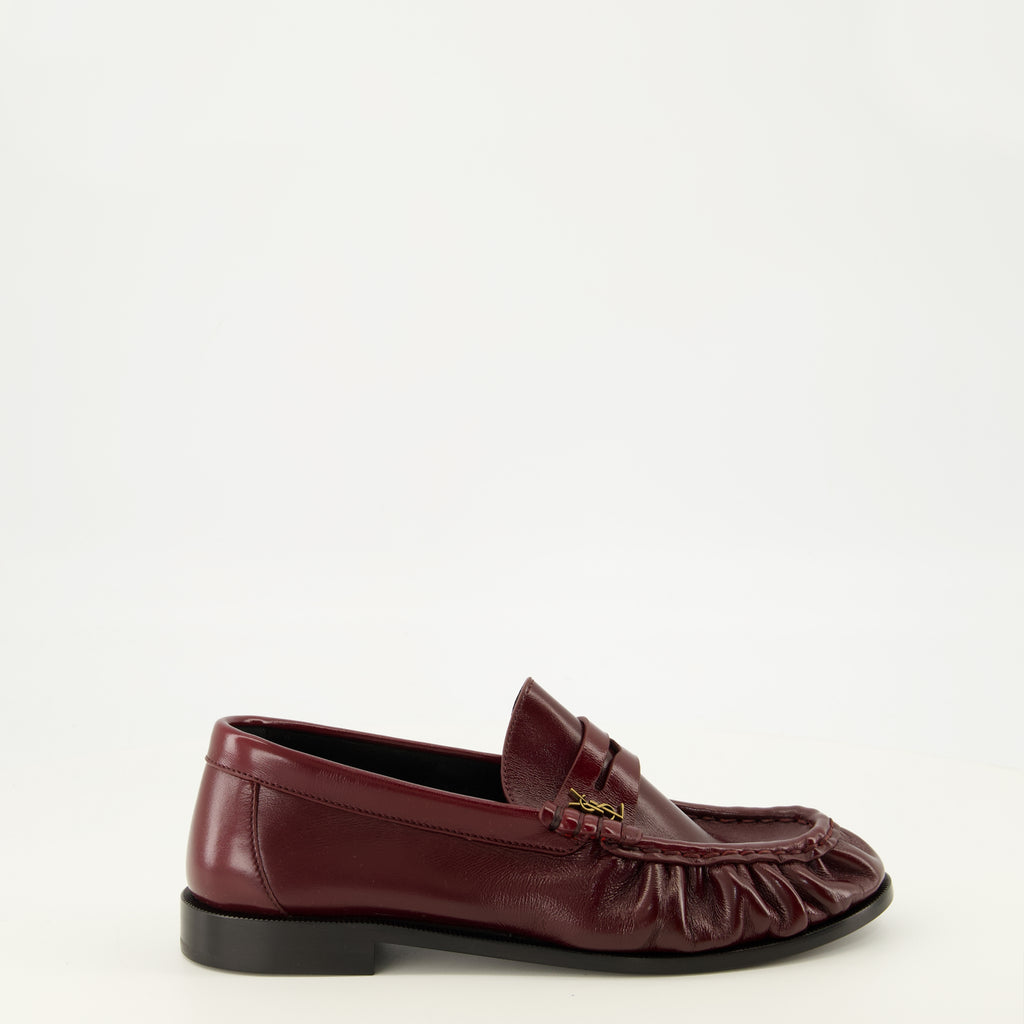Mocassins Bordeaux Leder Loafer Mokassins Saint Laurent Bordeaux Femme