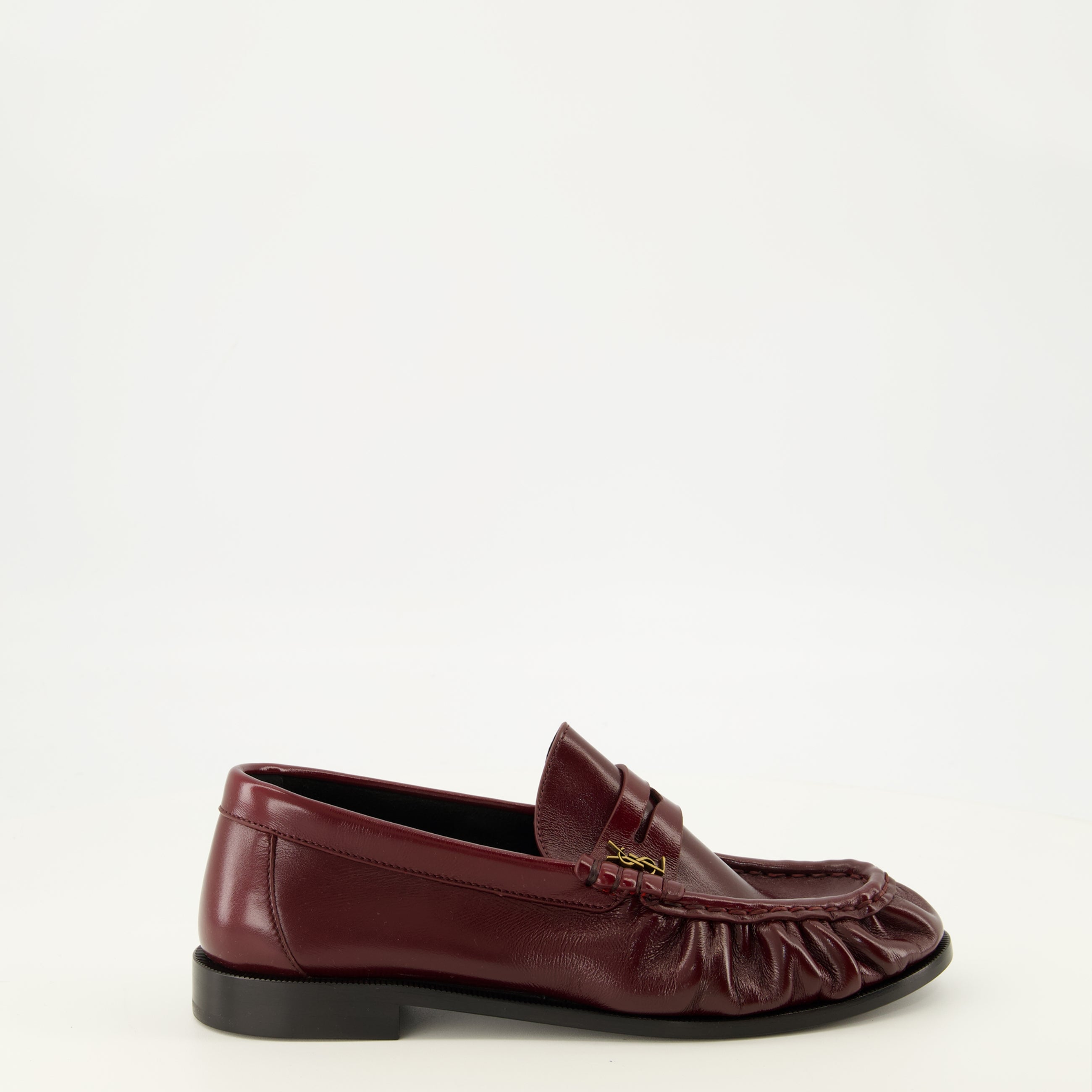 Mocassins Bordeaux Leder Loafer Mokassins Saint Laurent Bordeaux Femme