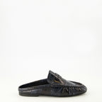 Chaussures ouvertes Eel Leather Loafer Mules Saint Laurent Bleu foncé Femme