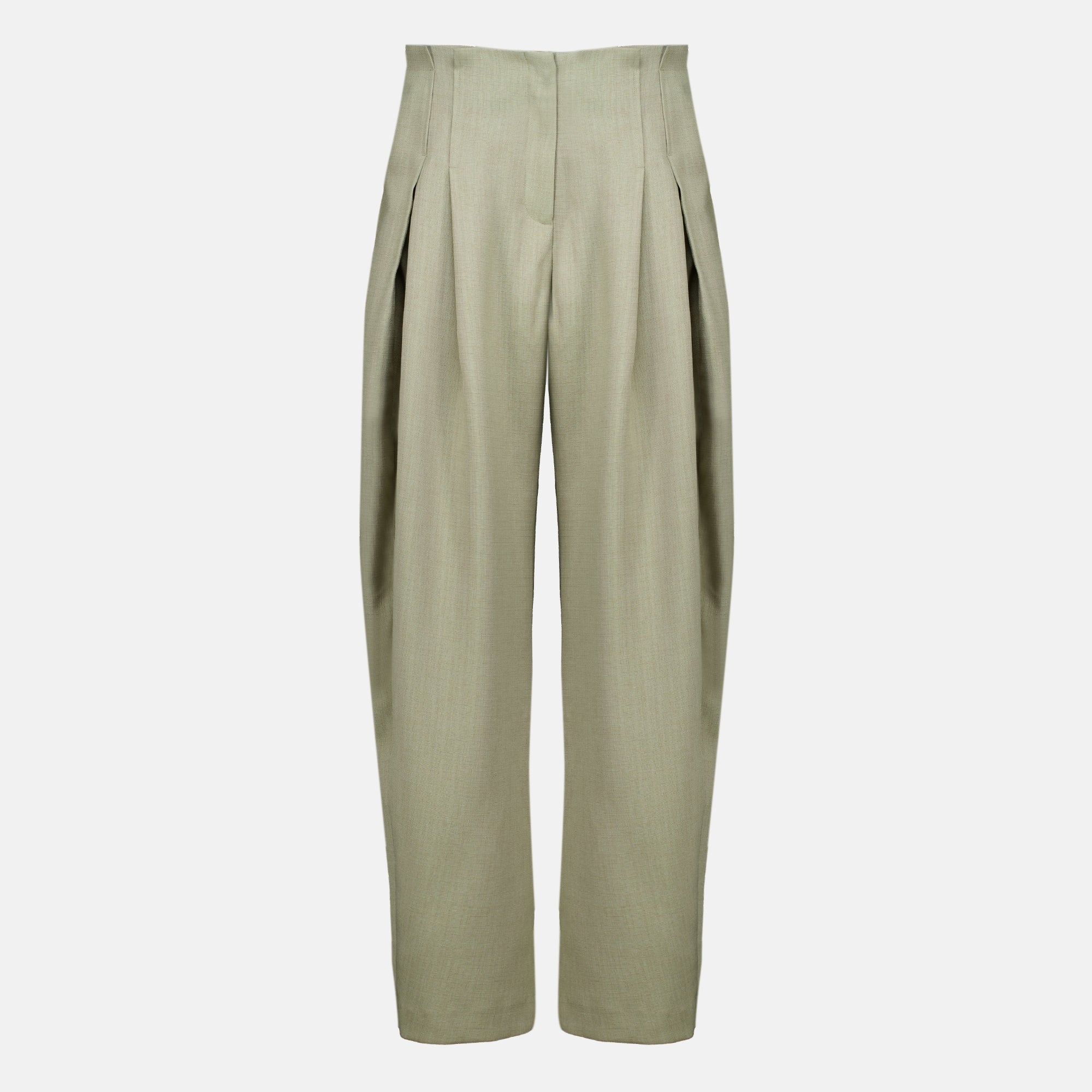 Pantalons ワイドプリーツカーキトラウザーズ Iro Kaki Femme