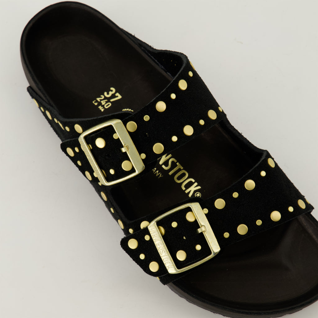 Offene schuhe Sandales Arizona Rivet Birkenstock Schwarz Femme