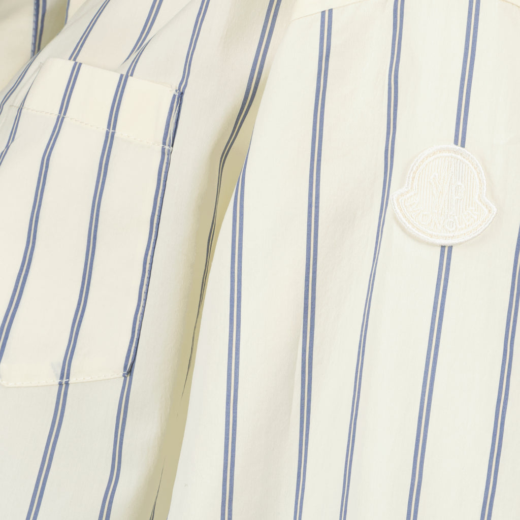 Chemises Camisa de Algodón y Seda a Rayas Moncler Blanc Femme