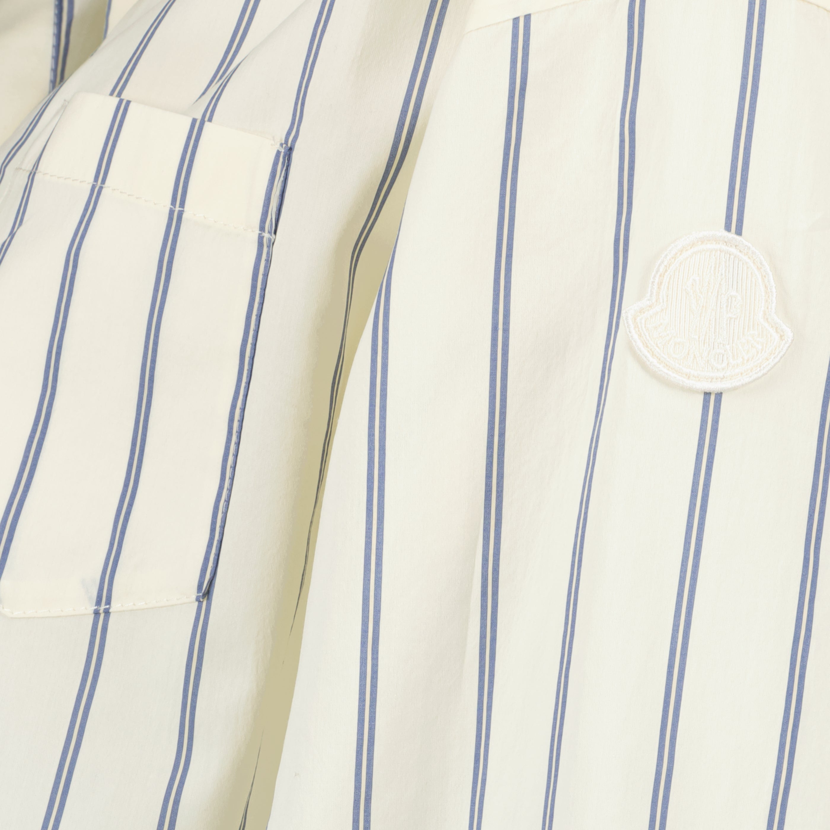 Chemises Camisa de Algodão e Seda Listada Moncler Blanc Femme