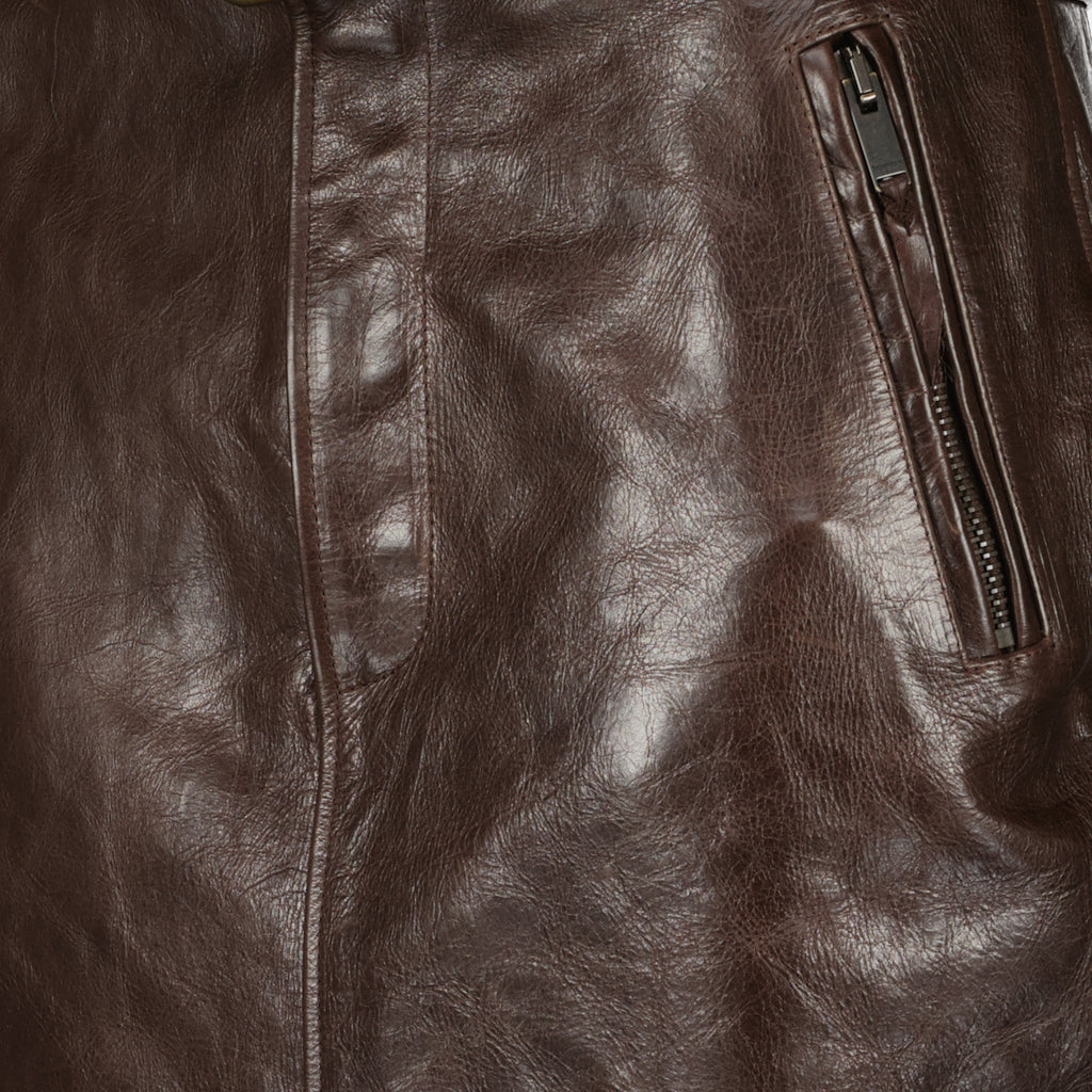 Image de l'article Jupe crayon en cuir marron de la marque Saint Laurent pour Femme - Saison Printemps-Été 2026 - Vue détaillée_2