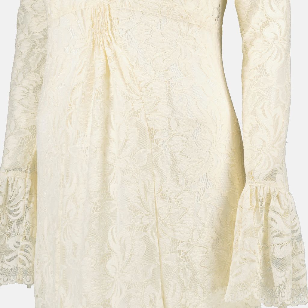 Abiti Robe longue en dentelle Rabanne Beige Femme
