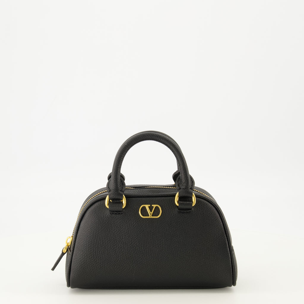 Sacs à main et épaule Mini VLogo Bowling Bag in Black Leather Valentino Garavani Noir Femme