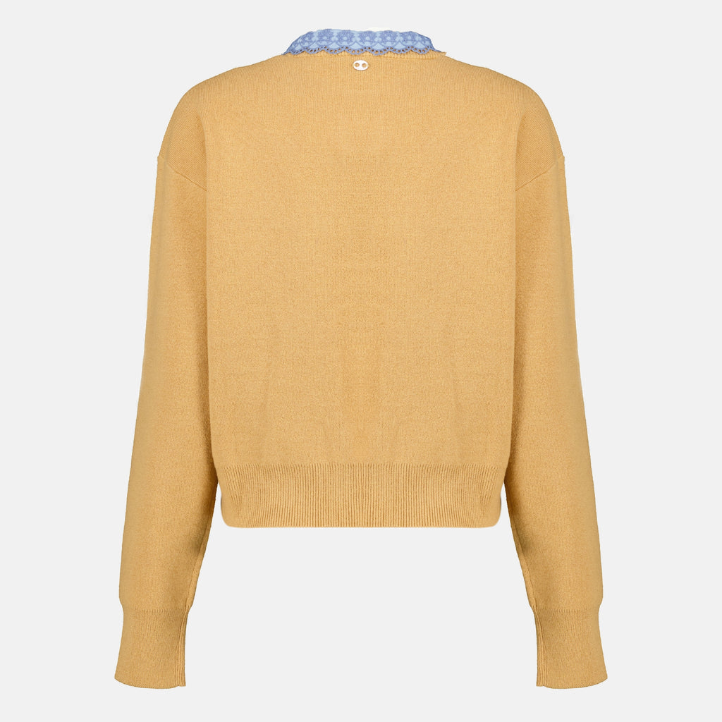 Maille Cardigã de Lã Camel Rabanne Jaune Femme
