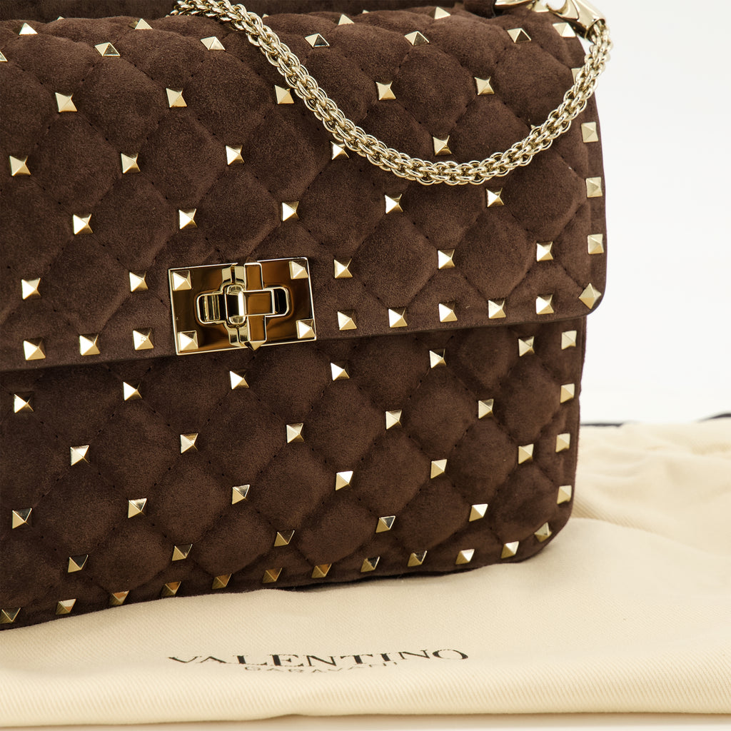 Sacs à main et épaule リックスタッド スパイク 中型ブラウンスエードバッグ Valentino Garavani Marron Femme