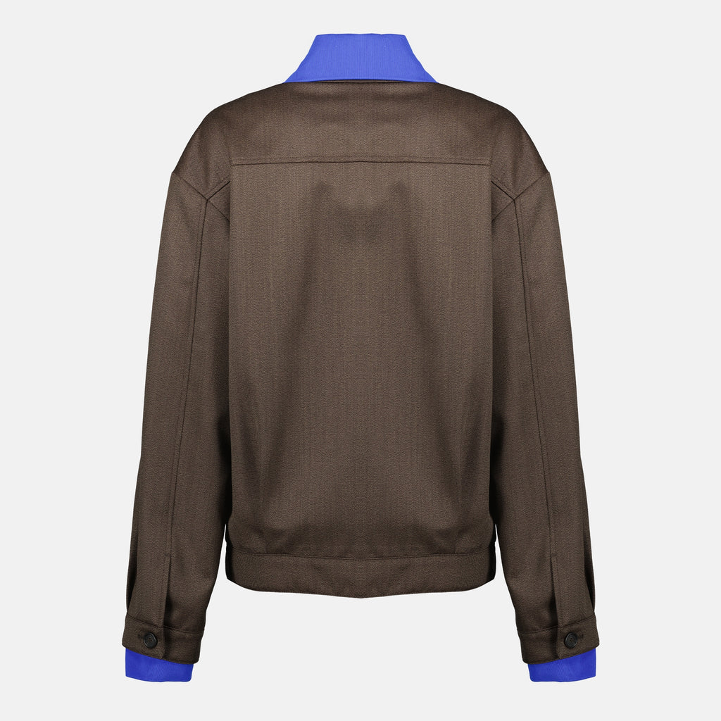 Image of the brown wool jacket from the brand Miu Miu for Women - Spring-Summer 2026 - Back View