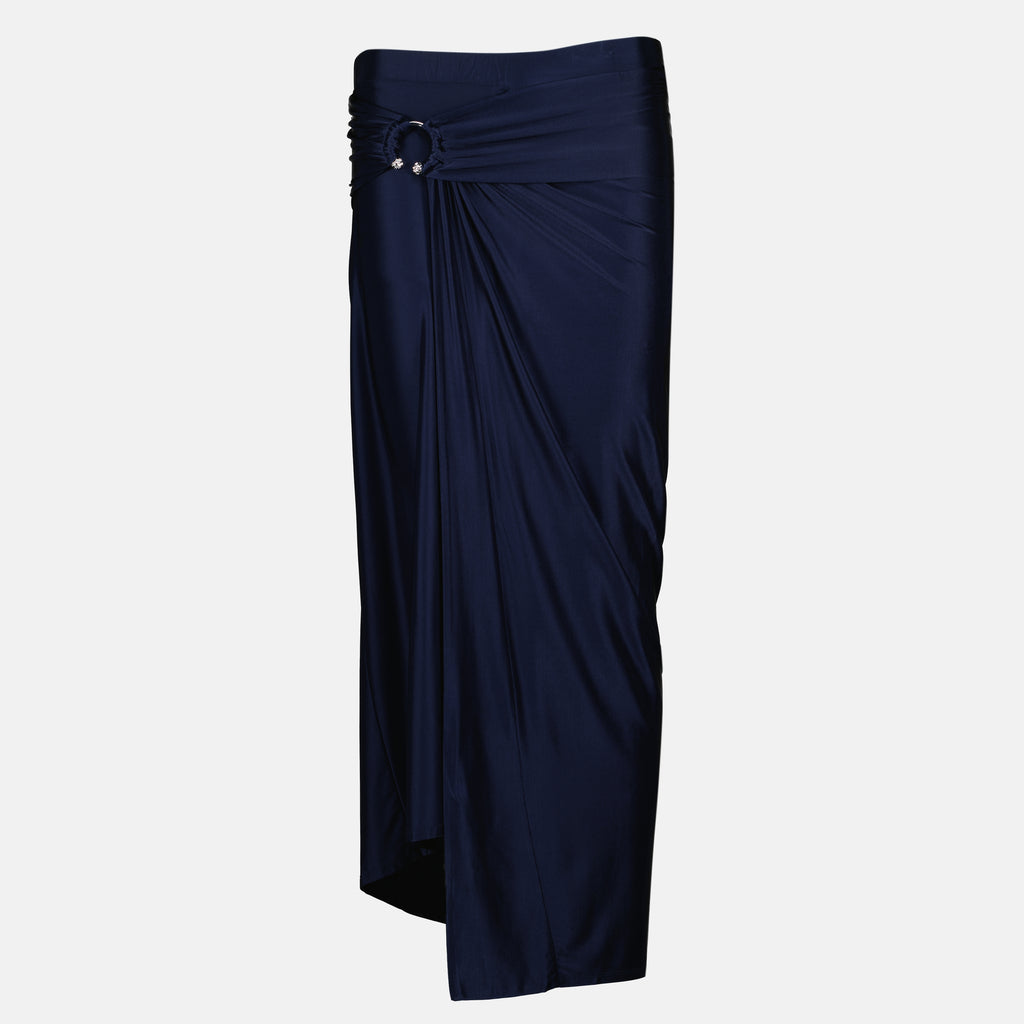 Image de l'article Jupe midi percing en jersey bleu marine de la marque Rabanne pour Femme - Saison Printemps-Été 2026 - Vue de Face