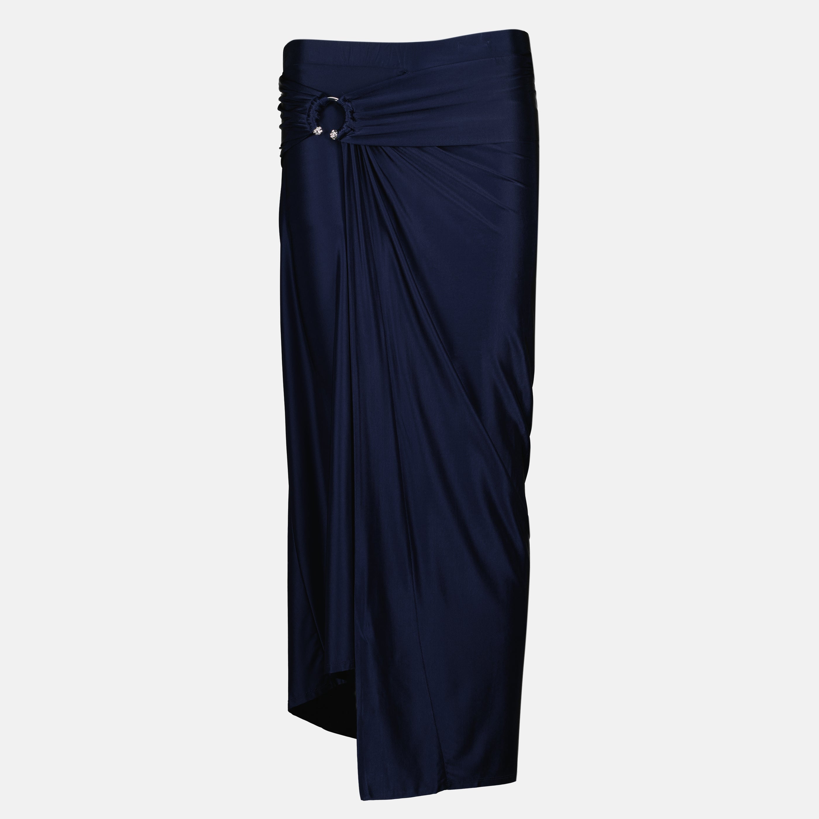 Image de l'article Jupe midi percing en jersey bleu marine de la marque Rabanne pour Femme - Saison Printemps-Été 2026 - Vue de Face