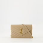Umhängetaschen Kettenumschlaggeldbörsen Saint Laurent Beige Frauen