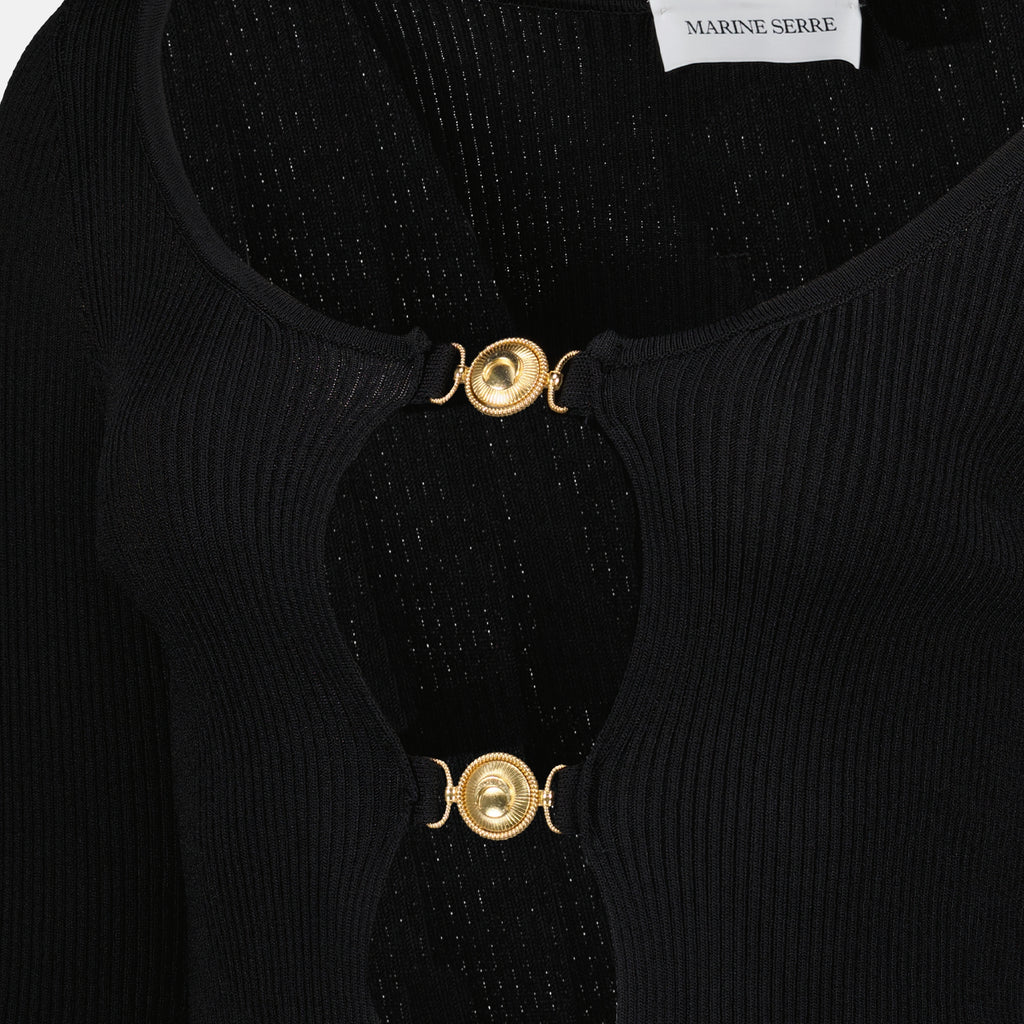 Maille Schwarzer Cut-Out-Cardigan Marine Serre Noir Femme