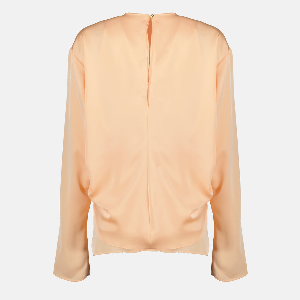 Imagen de la blusa satinada de manga larga de la marca Rabanne para mujer - Temporada Primavera-Verano 2026 - Vista Trasera