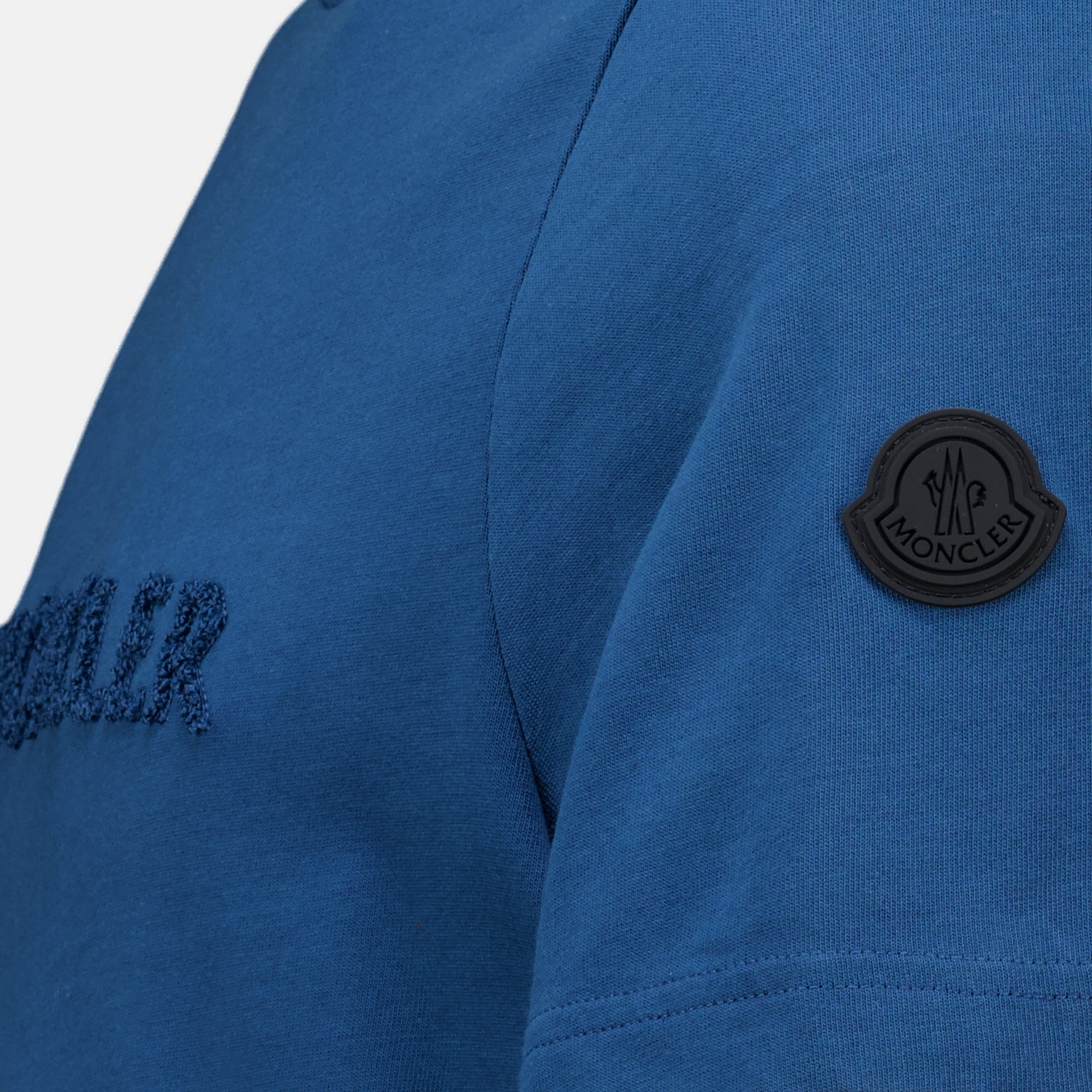 T-shirts T-shirt en coton à logo bleu Moncler Bleu Homme