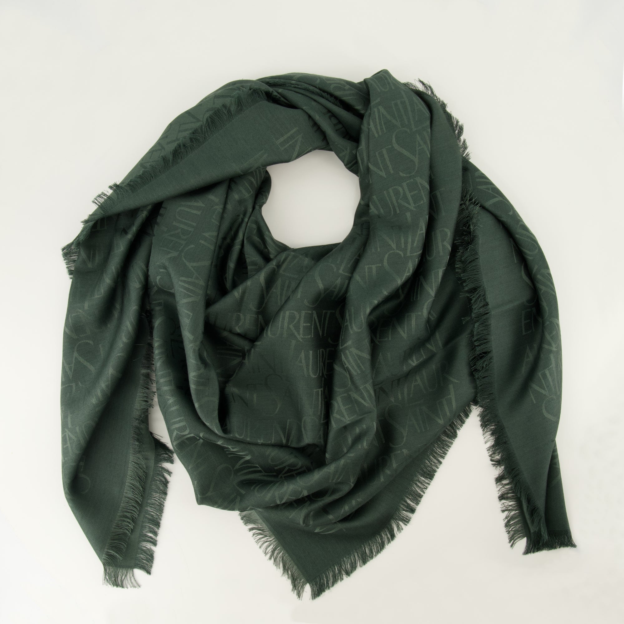 Écharpes, foulards et gants Chal em Verde com Estampa em Lã e Seda Saint Laurent Vert Homme
