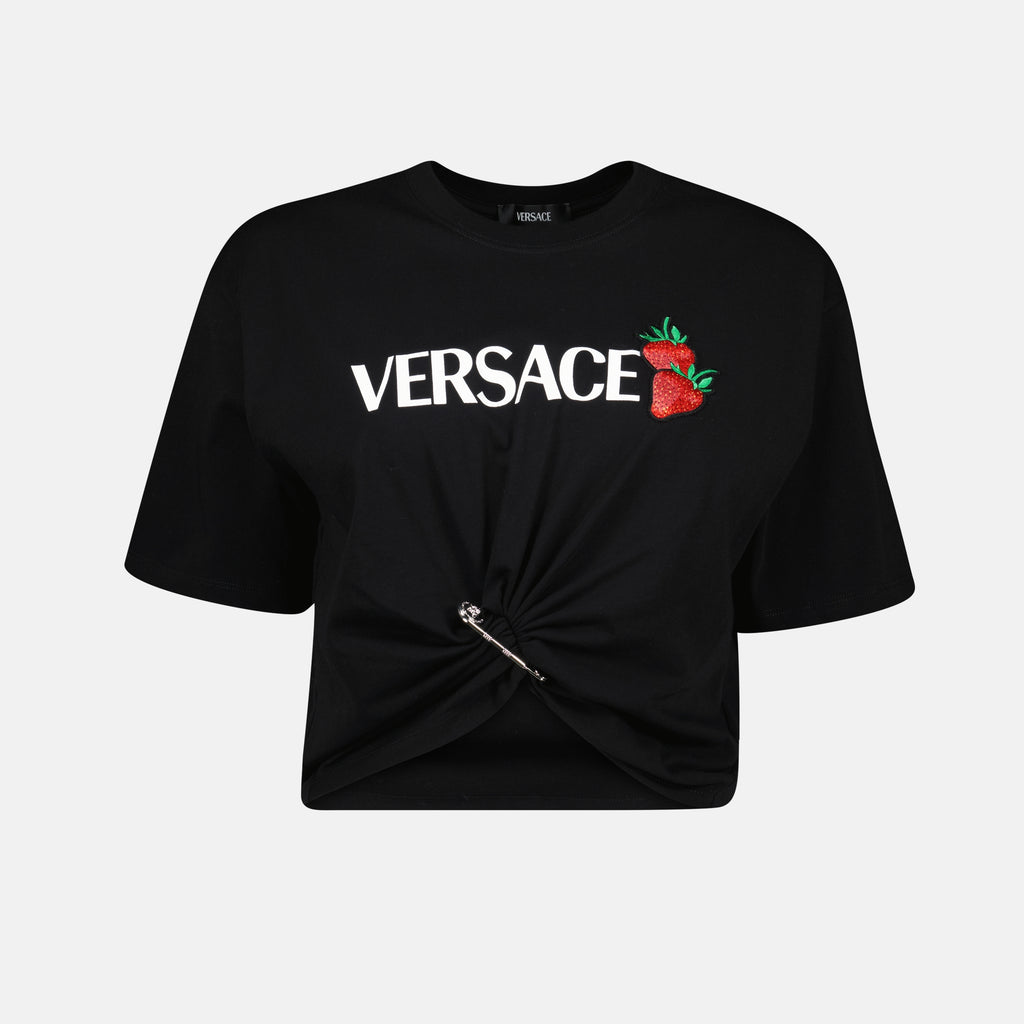 티셔츠 스트로베리 크롭 티셔츠 Versace 검은색 Femme
