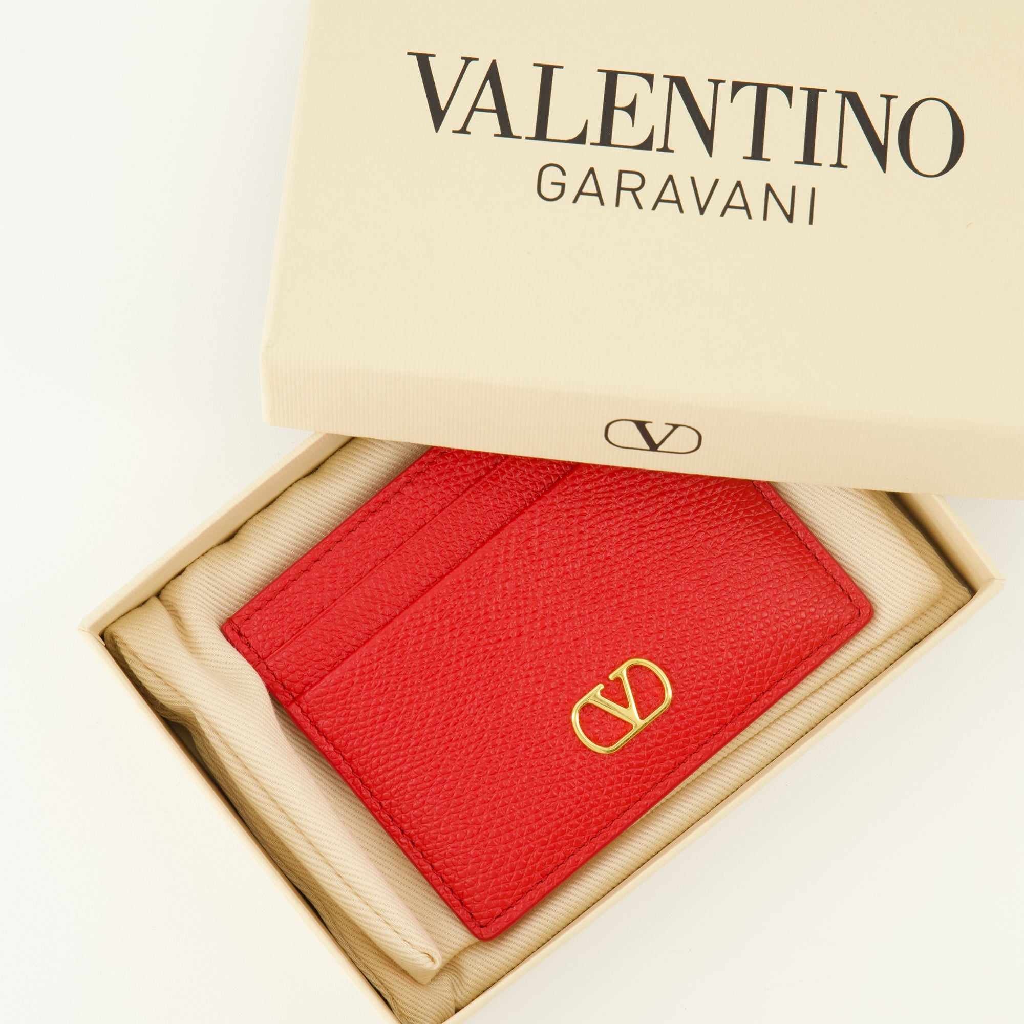 Petite maroquinerie VLogo カードホルダー レッドレザー Valentino Garavani Rouge Femme