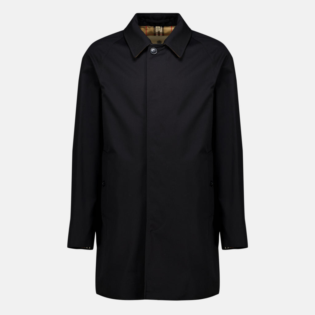 Manteaux Manteau Heritage in Gabardine Nera Burberry Noir Homme
