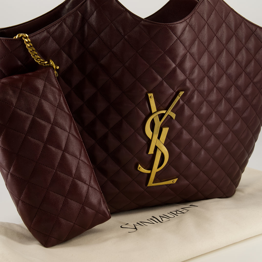 Image of the Icare Bordeaux tote bag by Saint Laurent for Women - Autumn-Winter 2025 - Detailed View_2
