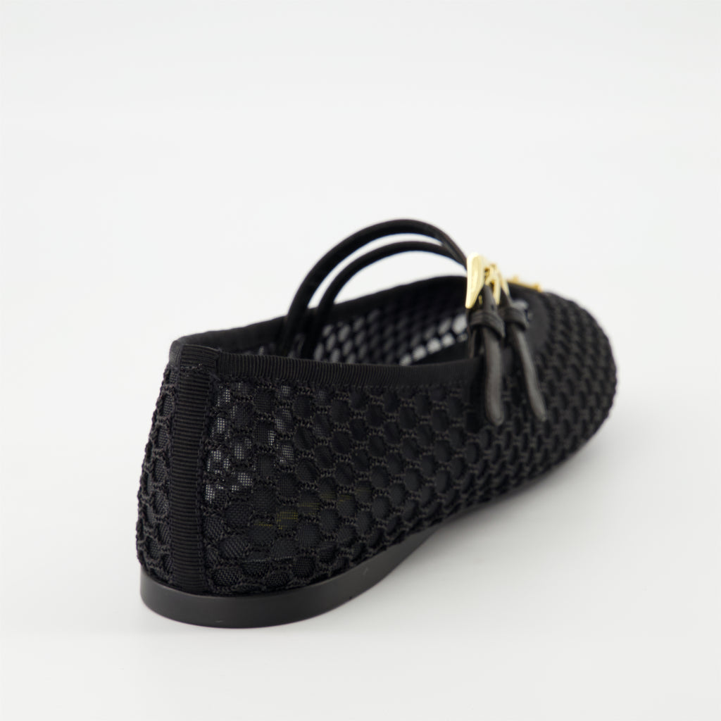 Chaussures plates Ballerines en mesh Prada Noir Femme