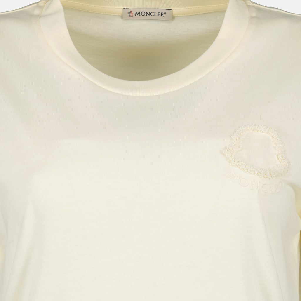 T-shirts Weißes Baumwoll-T-Shirt mit gesticktem Logo Moncler Blanc Femme