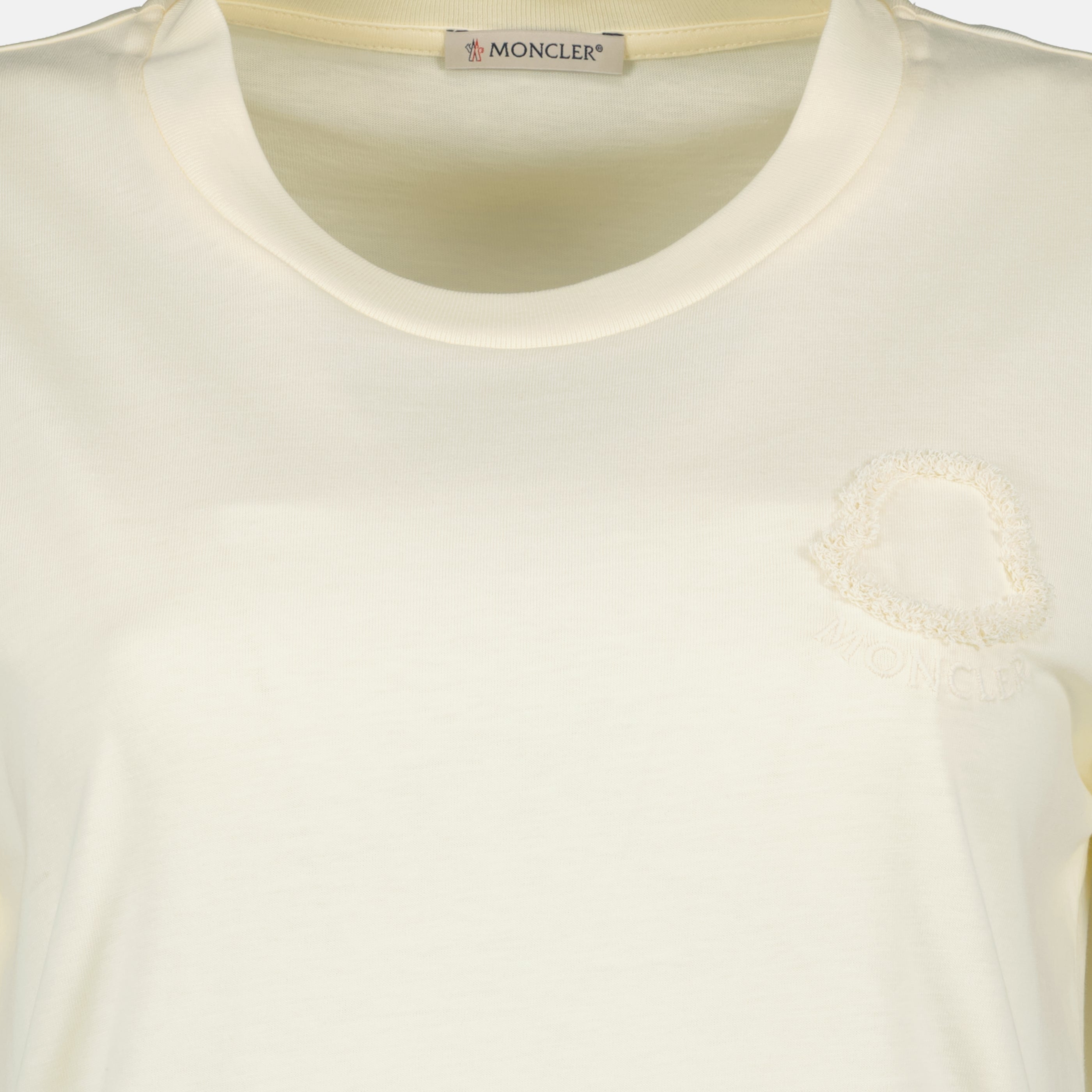 T-shirts Weißes Baumwoll-T-Shirt mit gesticktem Logo Moncler Blanc Femme