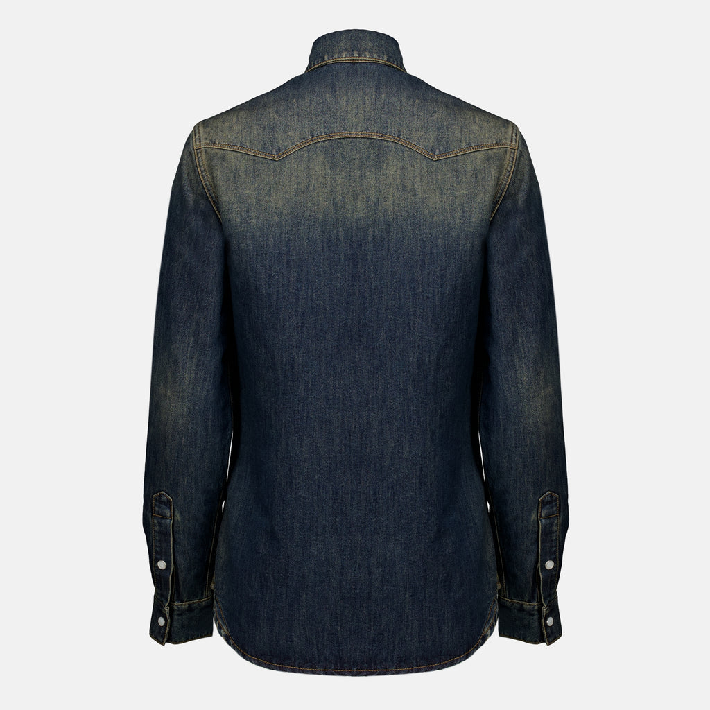 Chemises Chemise en denim bleu délavé Fendi Bleu foncé Femme