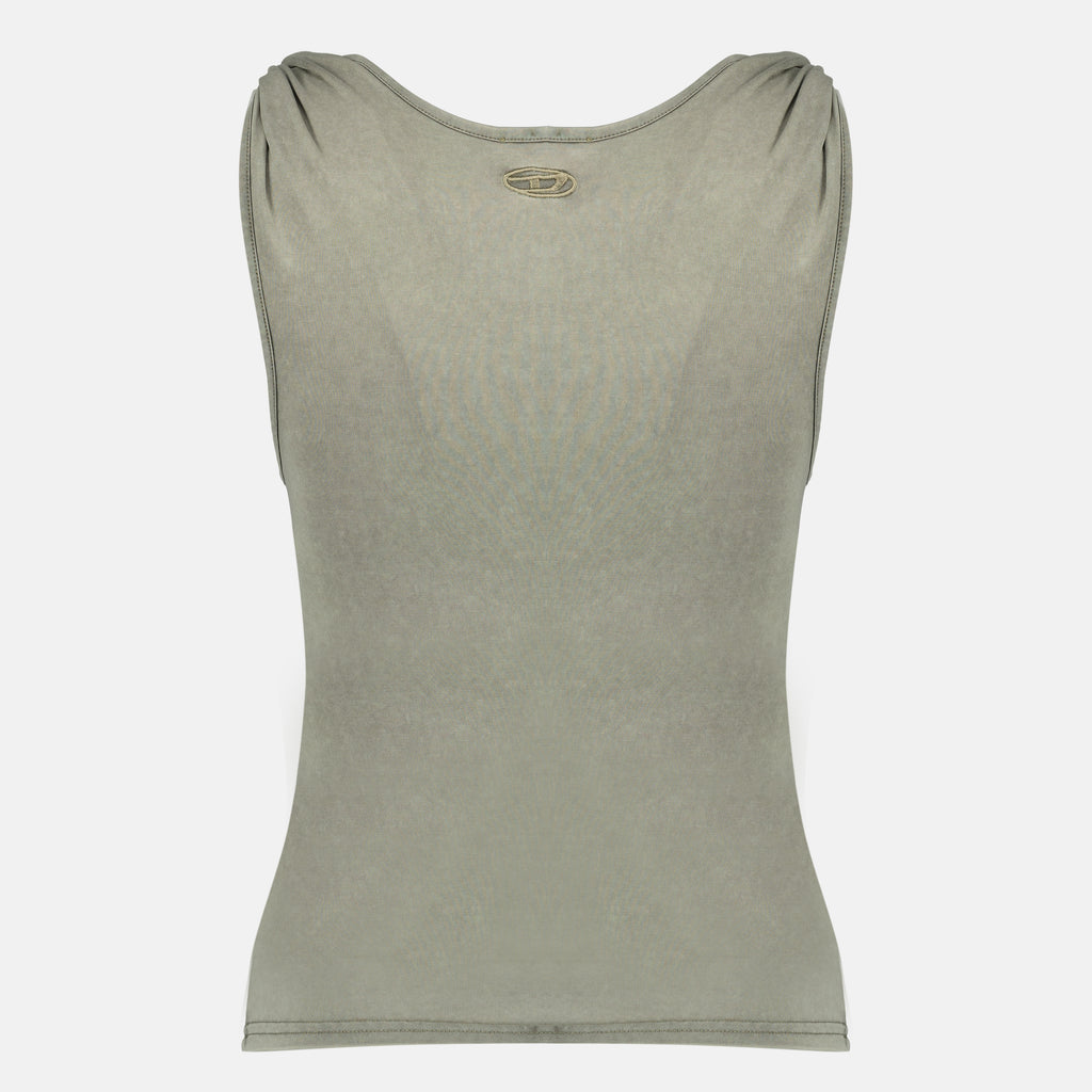 여성용 디젤 브랜드 T-Twy 카키 민소매 티셔츠 이미지 - 2026년 봄-여름 - 뒷면 보기