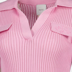 Image de l'article T-shirt côtelé rose de la marque Patou pour Femme - Saison Printemps-Été 2026 - Vue détaillée_1