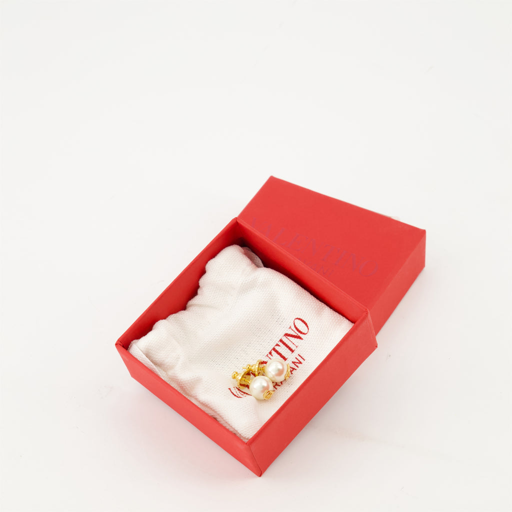 Bijoux Boucles d'oreilles VLogo perles Valentino Garavani Doré Femme