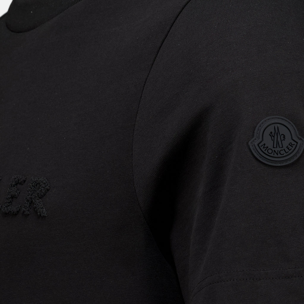 T-shirts T-Shirt in Cotone con Logo Nero Moncler Noir Homme