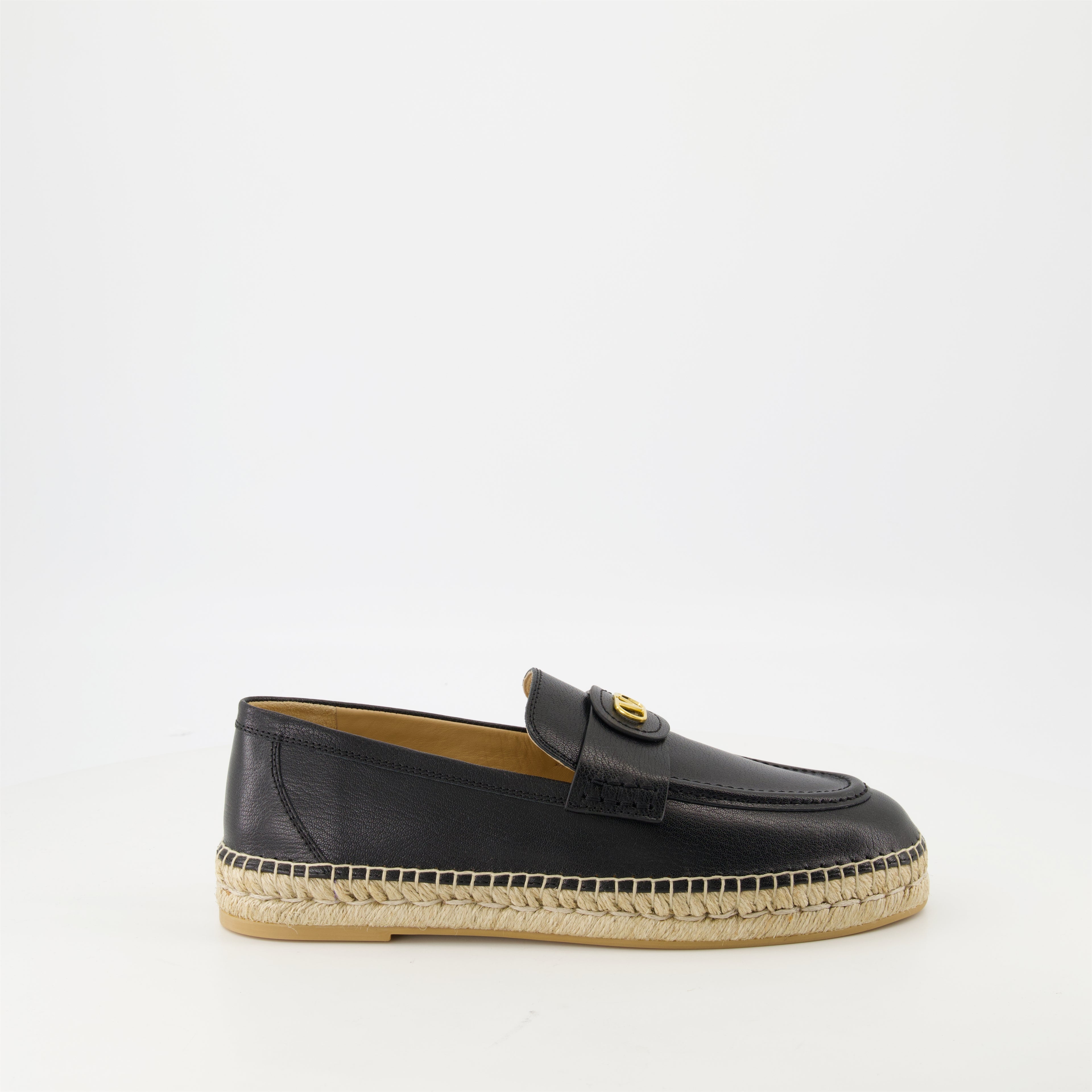 Espadrilles Espadrillas in Pelle Palm Valentino Garavani Nero Homme
