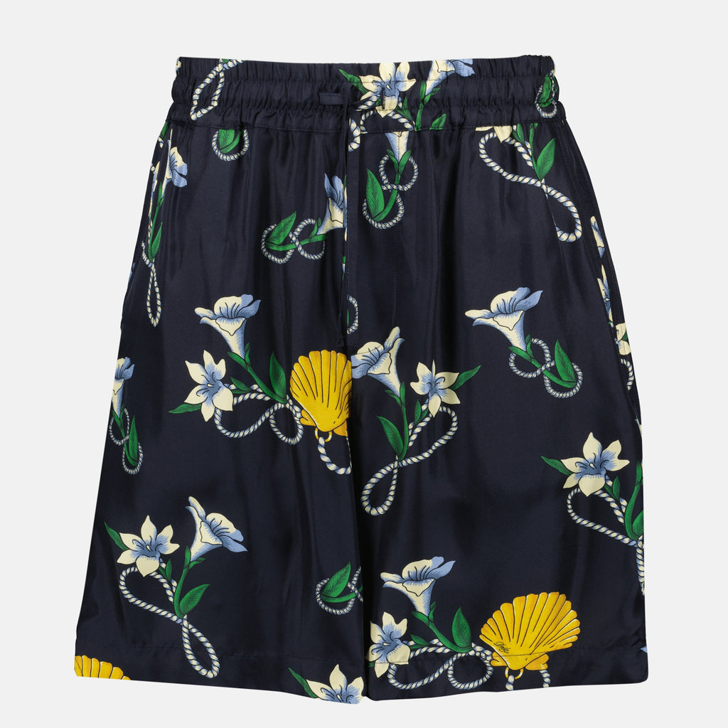 Drole De Monsieur 남성용 해양 블루 실크 숏 쉘 이미지 - 2026 봄/여름 시즌 - 정면 보기