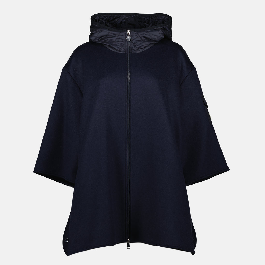 Vestes Cape zippée en laine Moncler Bleu foncé Femme
