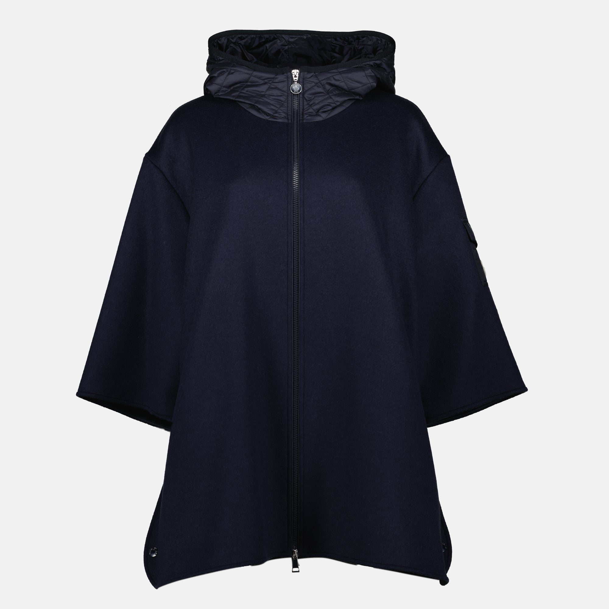 Vestes Cape zippée en laine Moncler Bleu foncé Femme