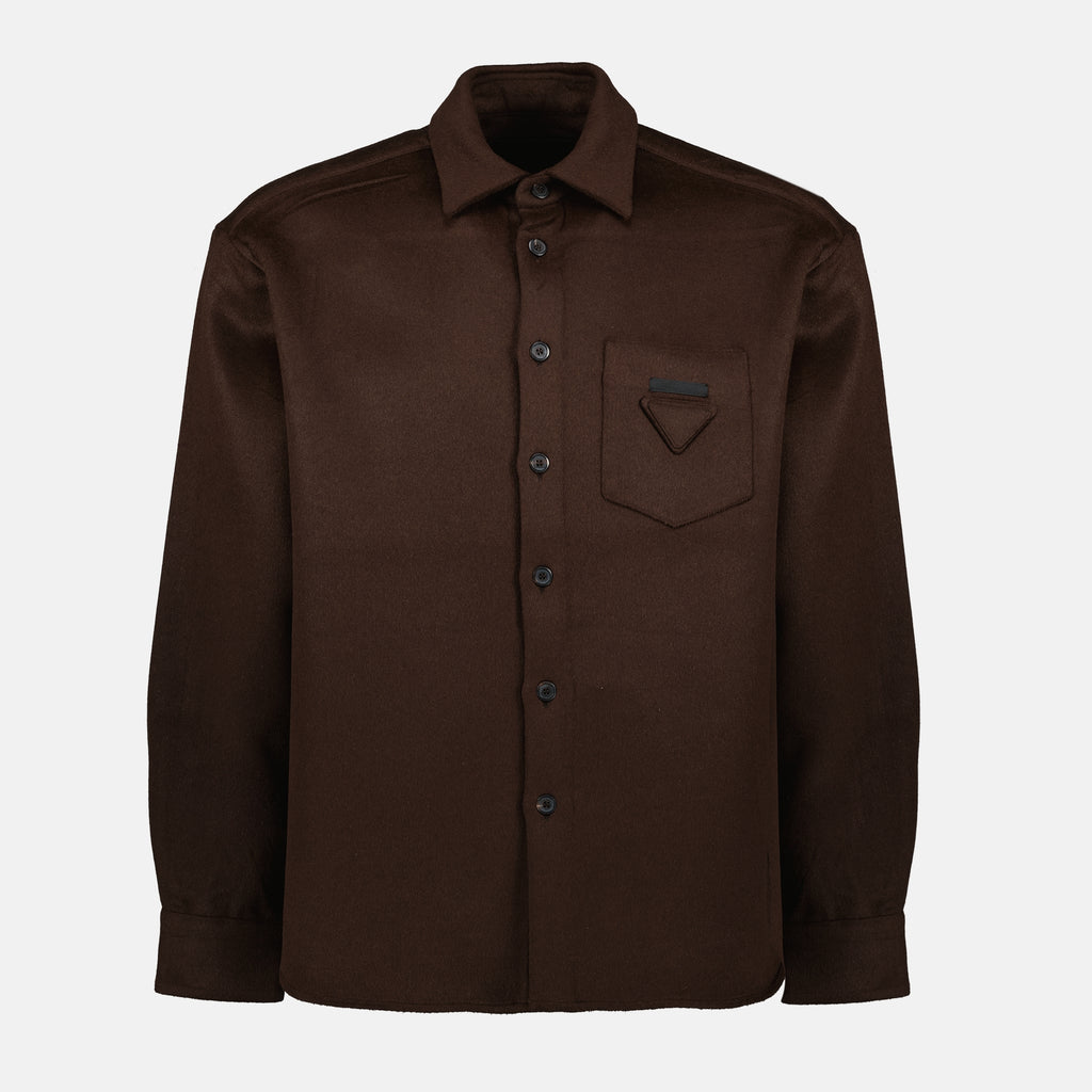 Chemises Camicia in Lana Prada Marron Homme