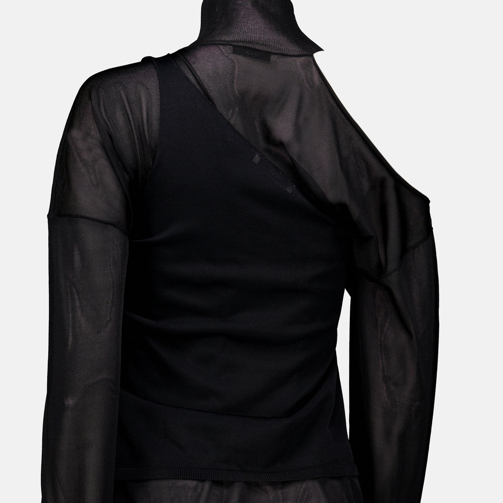 Maille Top de Organza de Seda Preta Fendi Noir Femme
