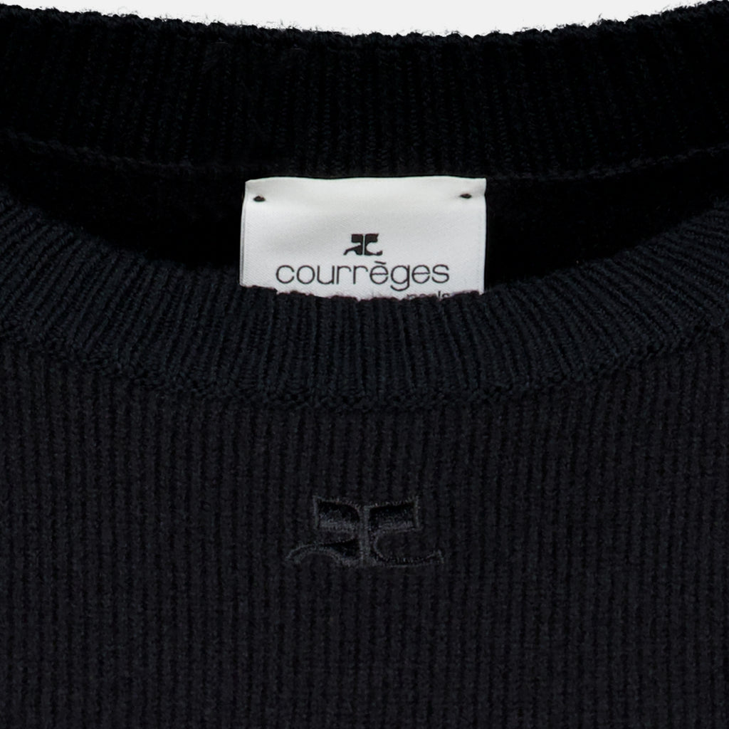 Maille Schwarzer Wollpullover Courrèges Noir Femme