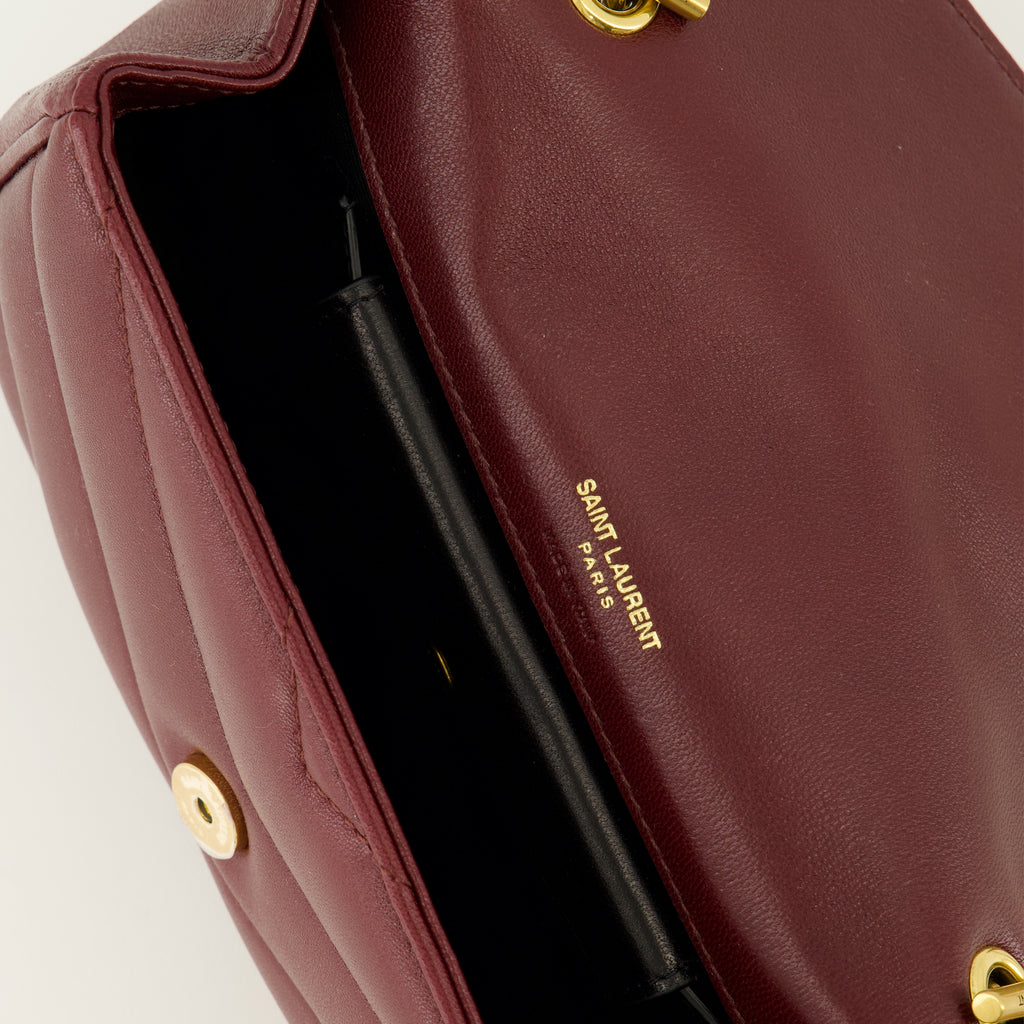 Sacs bandoulière Loulou mini bag in burgundy leather Saint Laurent Bordeaux Femme
