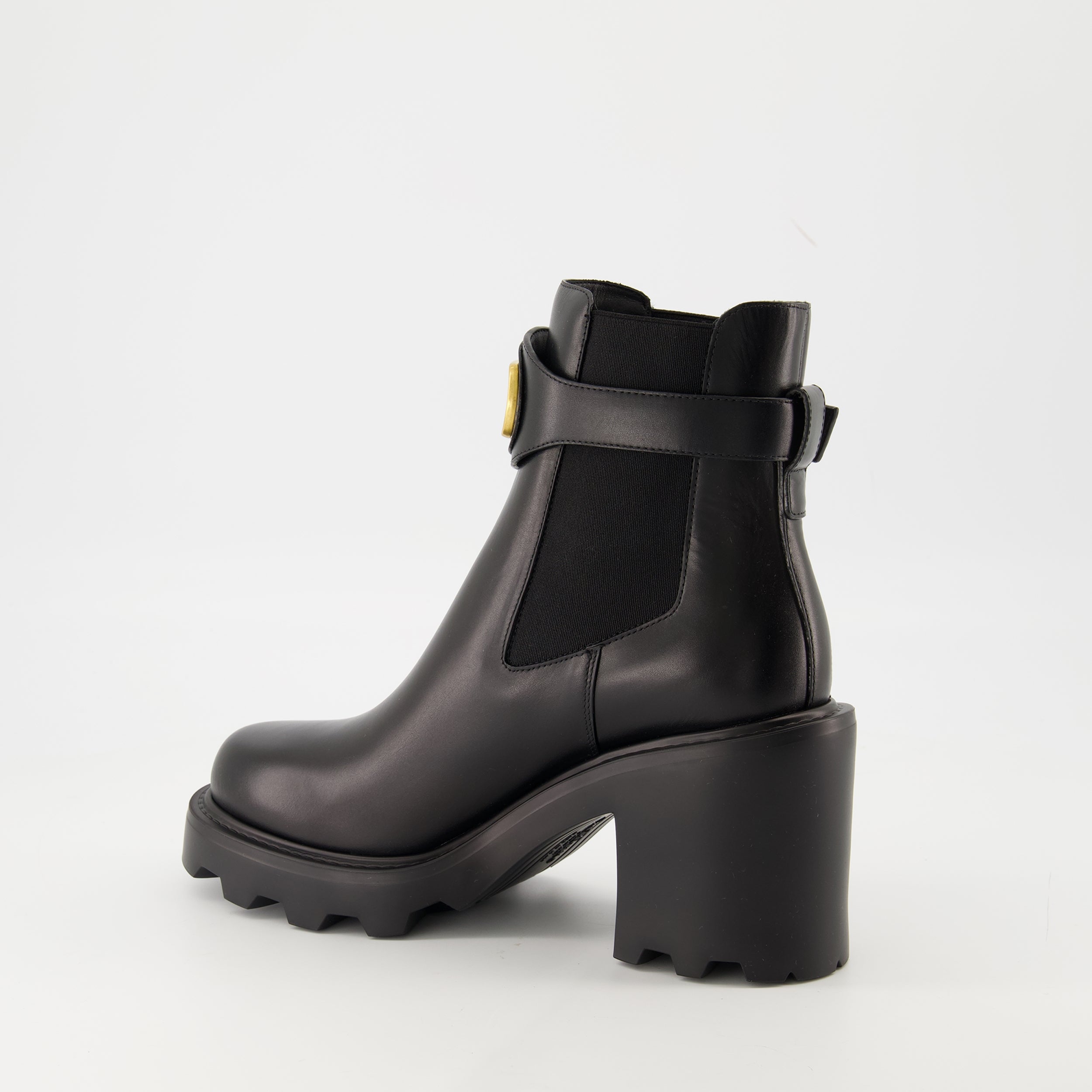 Bottines Bottines Beatle VLogo en cuir noir Valentino Garavani Noir Femme