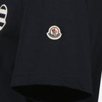 T-shirts Navy Gestreiftes Logo Baumwoll-T-Shirt Moncler Bleu foncé Homme