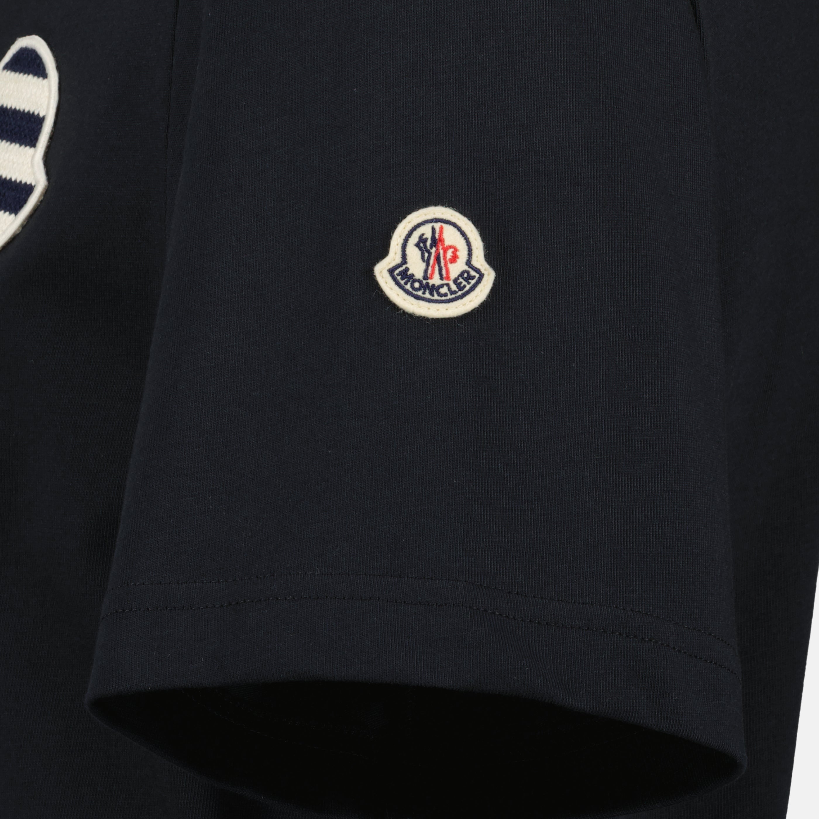 T-shirts Navy Gestreiftes Logo Baumwoll-T-Shirt Moncler Bleu foncé Homme