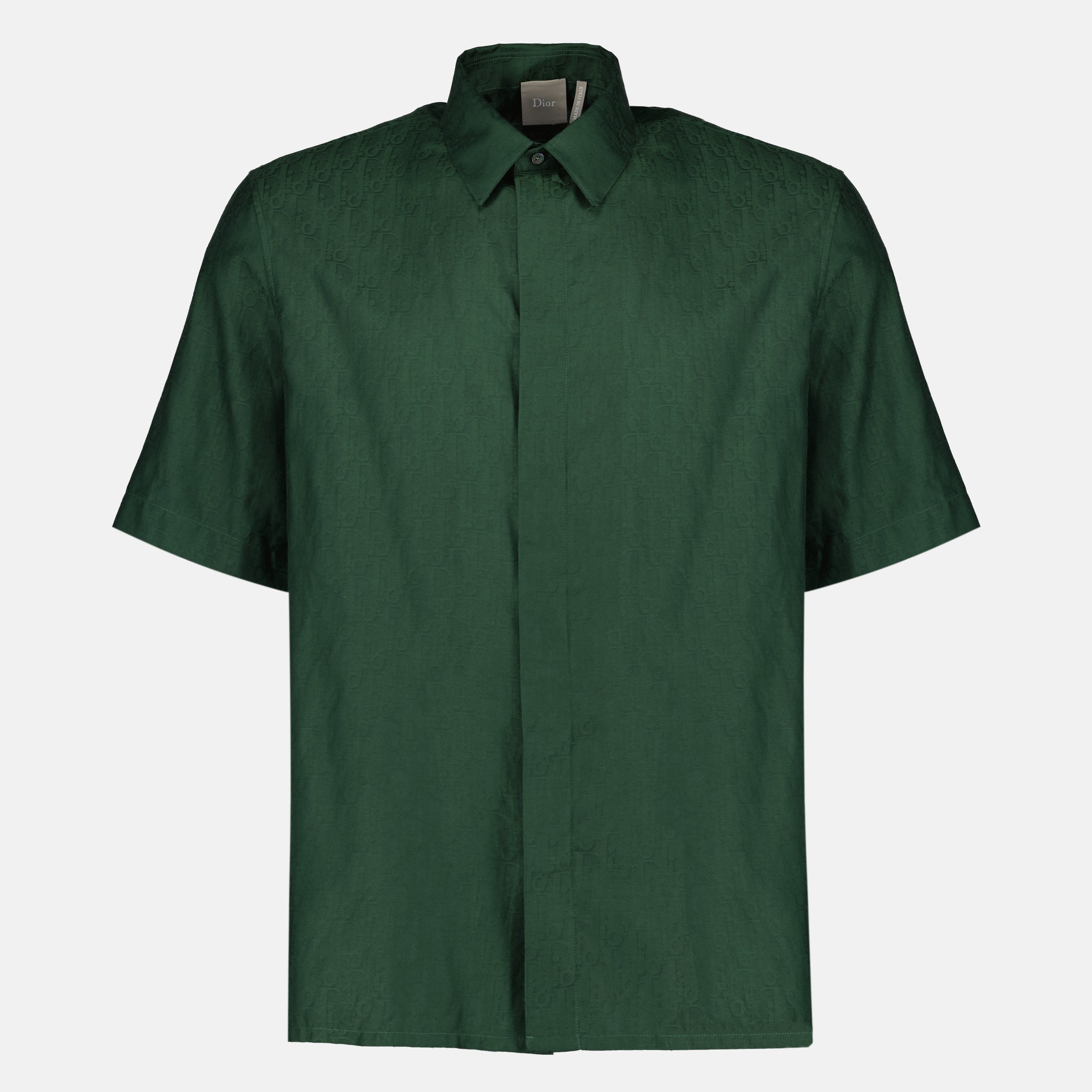 Immagine della camicia Dior Oblique verde in seta del marchio Dior per Uomo - Collezione Primavera-Estate 2026 - Vista Frontale