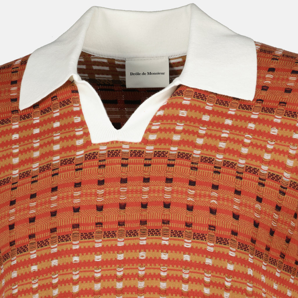 Image de l'article Polo en maille coogie rouge de la marque Drole De Monsieur pour Homme - Saison Printemps-Été 2026 - Vue détaillée_1